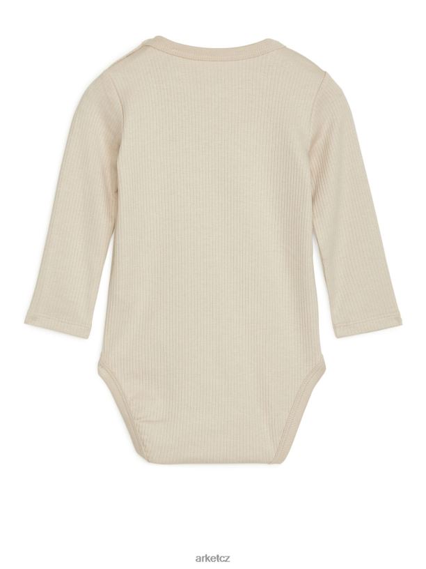 děti ARKET bavlněné lyocellové body oblečení světle béžová J8R2D1755