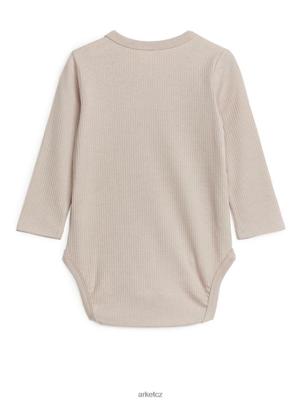 děti ARKET bavlněné lyocellové body oblečení světle béžová J8R2D1755