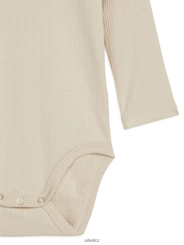 děti ARKET bavlněné lyocellové body oblečení světle béžová J8R2D1755