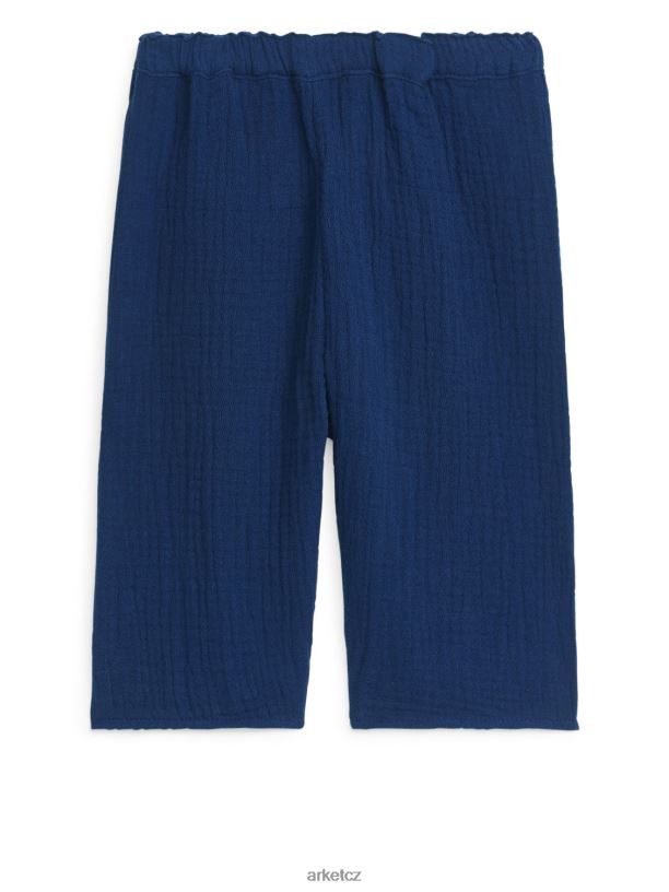 děti ARKET bavlněné mušelínové kalhoty oblečení tmavě modrá J8R2D1769