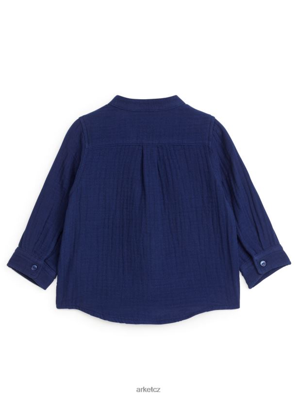 děti ARKET bavlněná mušelínová košile oblečení tmavě modrá J8R2D1717