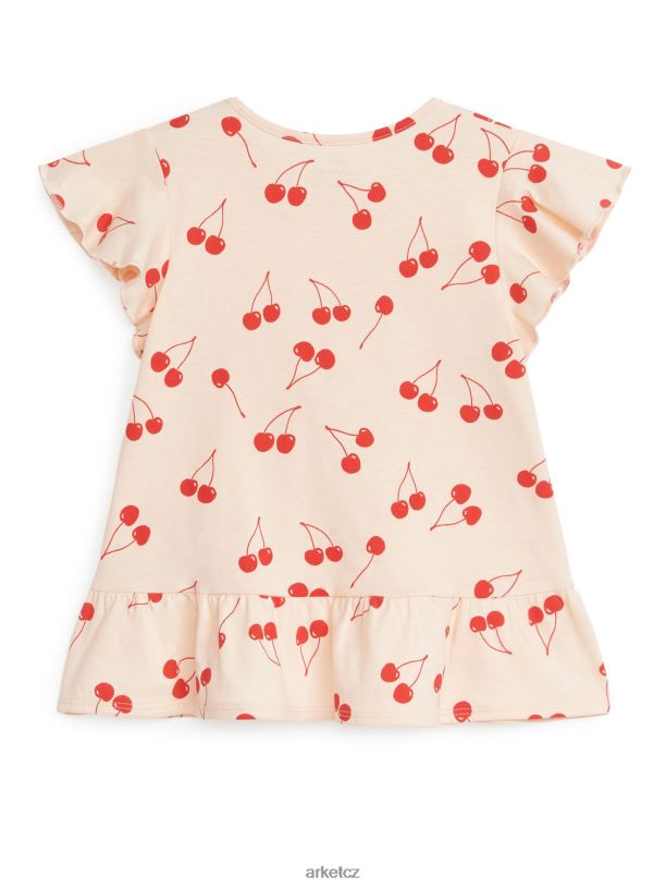 děti ARKET žerzejové šaty s volánky oblečení světle oranžová/třešně J8R2D1690
