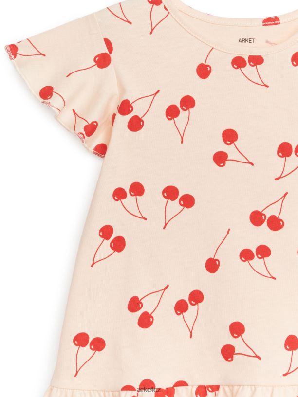 děti ARKET žerzejové šaty s volánky oblečení světle oranžová/třešně J8R2D1690