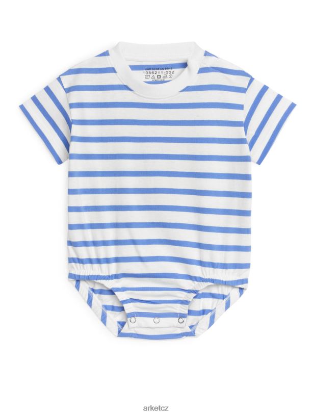 děti ARKET žerzejový overal s krátkým rukávem oblečení Modrá bílá J8R2D1751