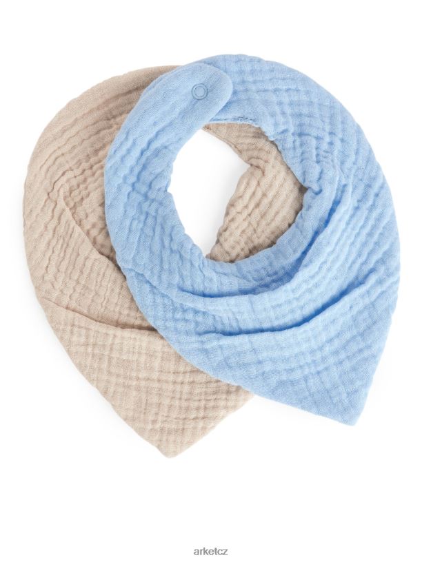 děti ARKET gázový bryndáček, sada 2 ks oblečení světle modrá/béžová J8R2D1692