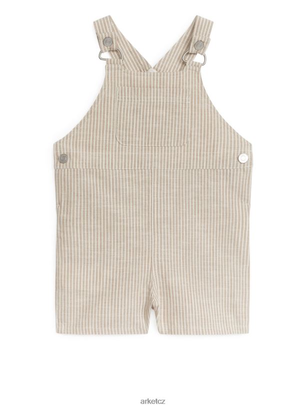 děti ARKET krátké bavlněné montérky oblečení béžová/bílá J8R2D1714