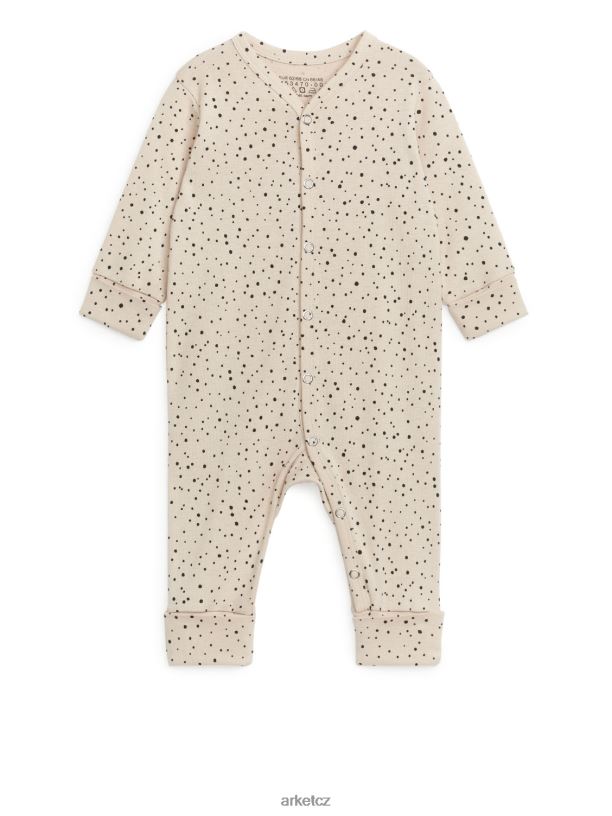 děti ARKET sada 2 pyžama vše v jednom oblečení světle béžová/černá J8R2D1753