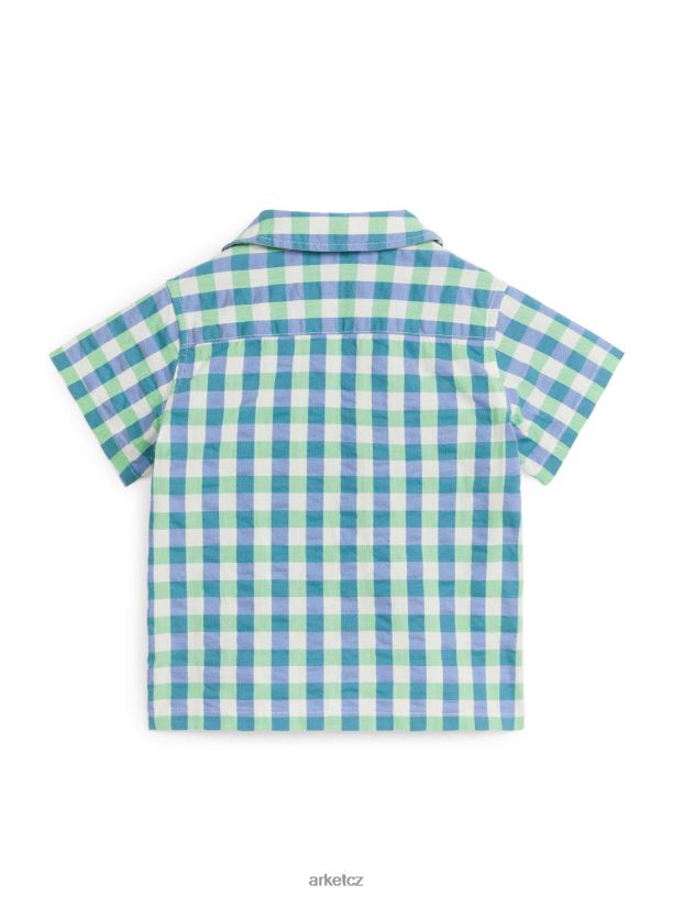 děti ARKET seersucker košile oblečení zeleno modrá J8R2D1704