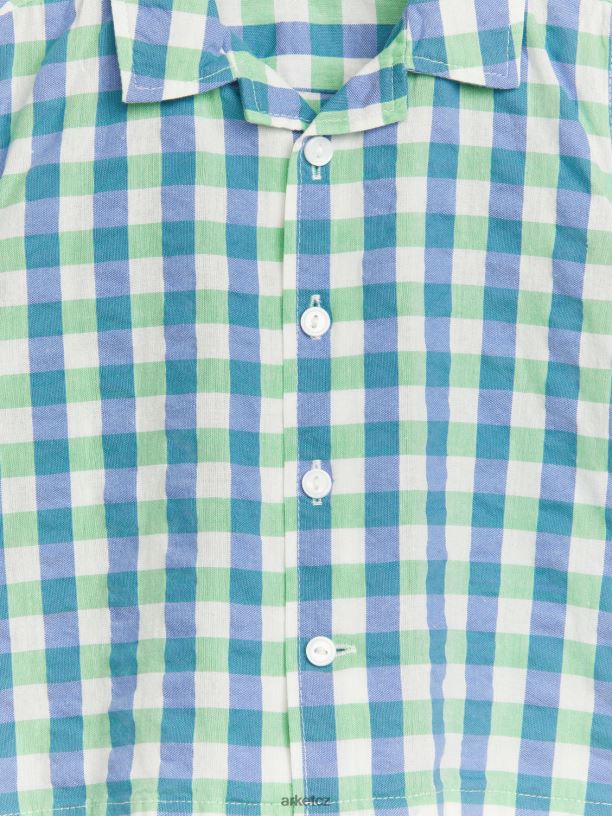 děti ARKET seersucker košile oblečení zeleno modrá J8R2D1704