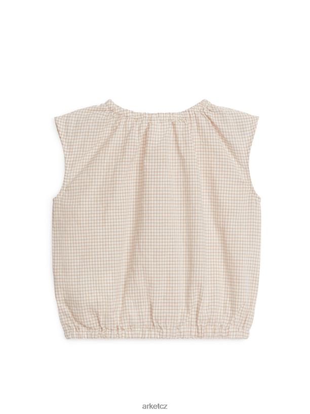 děti ARKET seersucker top bez rukávů oblečení béžová/kostkovaná J8R2D1702
