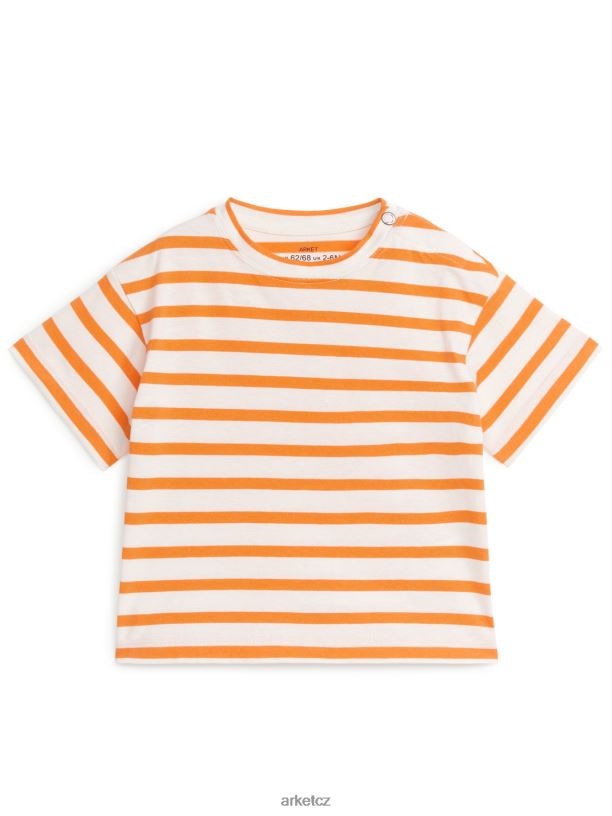 děti ARKET tričko s krátkým rukávem oblečení šedobílá/oranžová J8R2D1697