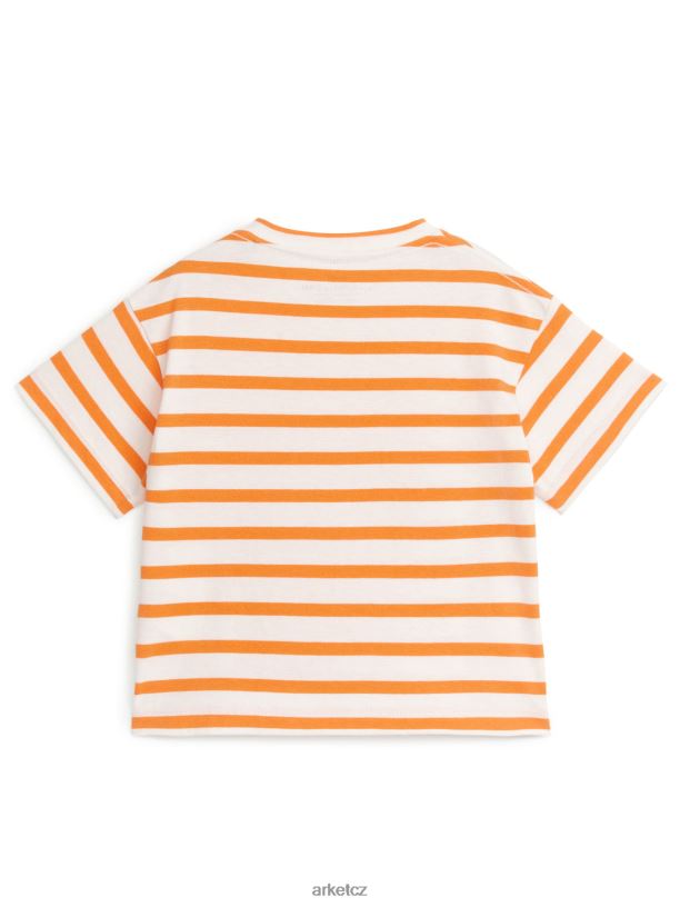 děti ARKET tričko s krátkým rukávem oblečení šedobílá/oranžová J8R2D1697