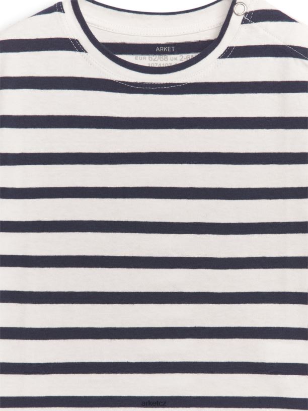 děti ARKET tričko s krátkým rukávem oblečení tmavě modrá/bílá J8R2D1723