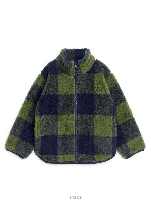 děti ARKET kostkovaná bunda oblečení khaki/modrá J8R2D1680