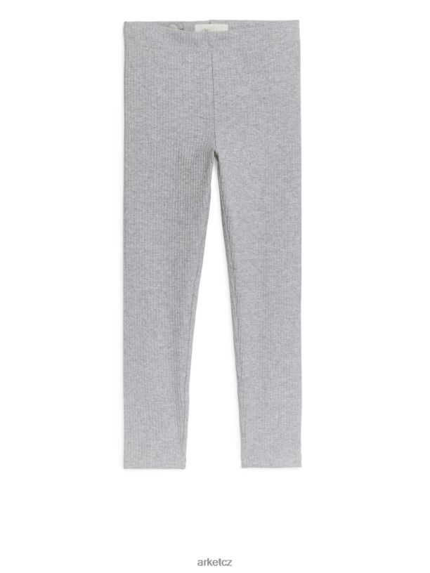 děti ARKET žebrované žerzejové legíny oblečení šedá melanž J8R2D1592