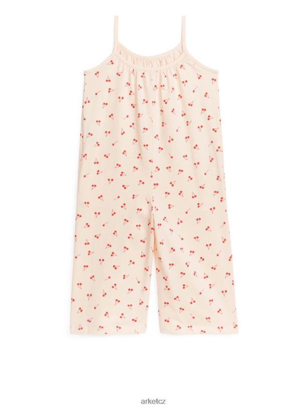 děti ARKET žerzejová kombinéza bez rukávů oblečení béžová/třešně J8R2D1550