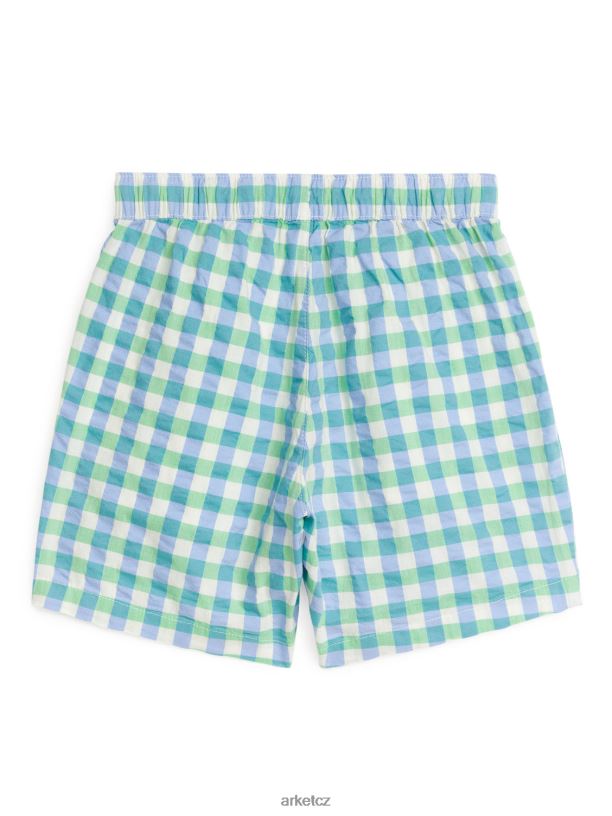 děti ARKET seersucker šortky oblečení zelená/modrá/bílá J8R2D1557
