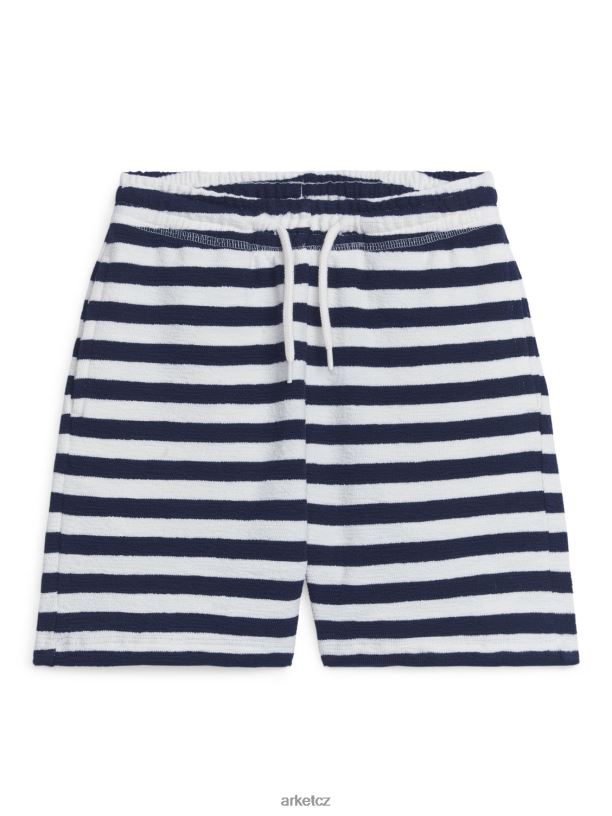 děti ARKET strukturované žerzejové šortky oblečení tmavě modrá/pruhy J8R2D1542