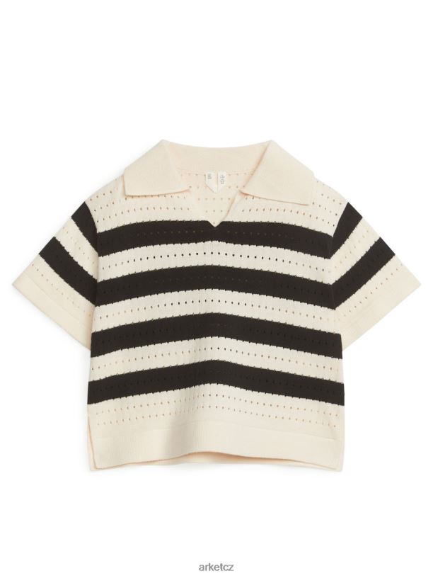 děti ARKET pointelle svetr s krátkým rukávem oblečení černá/pruh J8R2D1480