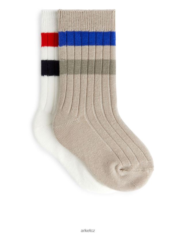 děti ARKET žebrované dětské ponožky oblečení bílá/béžová J8R2D1782
