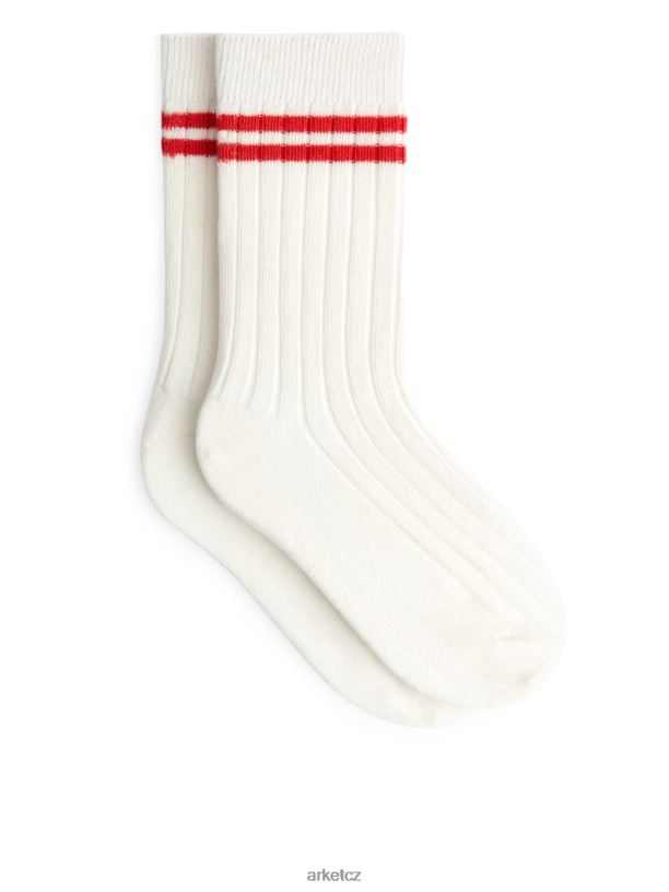 děti ARKET žebrované pletené ponožky sada 2 ks oblečení šedobílá/červená J8R2D1612