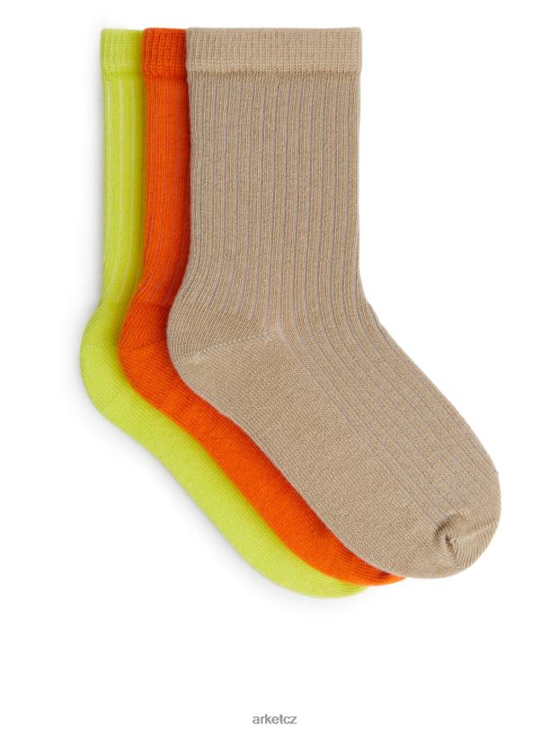 děti ARKET žebrované ponožky, 3 páry oblečení béžová/oranžová/žlutá J8R2D1596