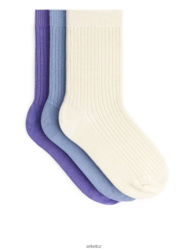 děti ARKET žebrované ponožky, 3 páry oblečení šedobílá/fialová/lila J8R2D1597