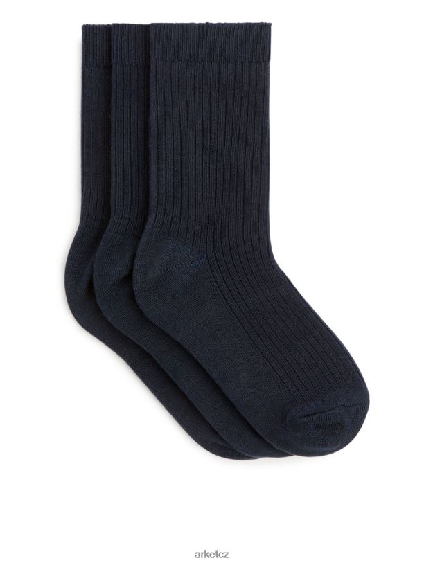 děti ARKET žebrované ponožky, 3 páry oblečení tmavě modrá J8R2D1595