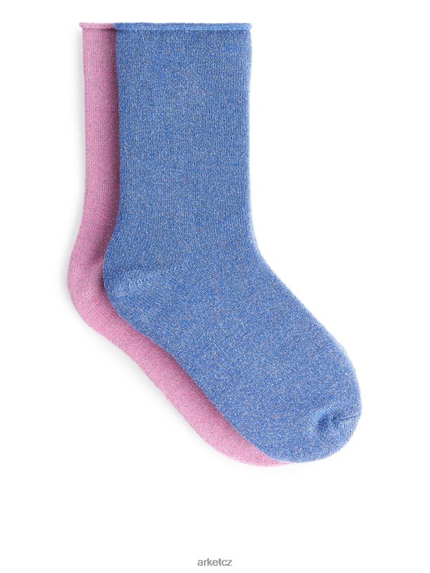 děti ARKET třpytivé ponožky, 2 páry oblečení růžová/modrá J8R2D1593