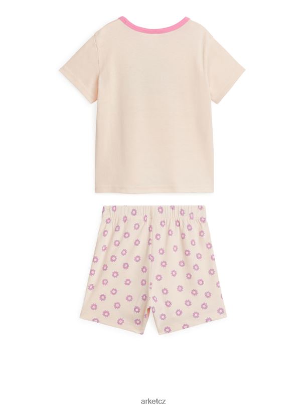 děti ARKET krátký žerzejový pyžamový komplet oblečení světle oranžová/květinová J8R2D1664
