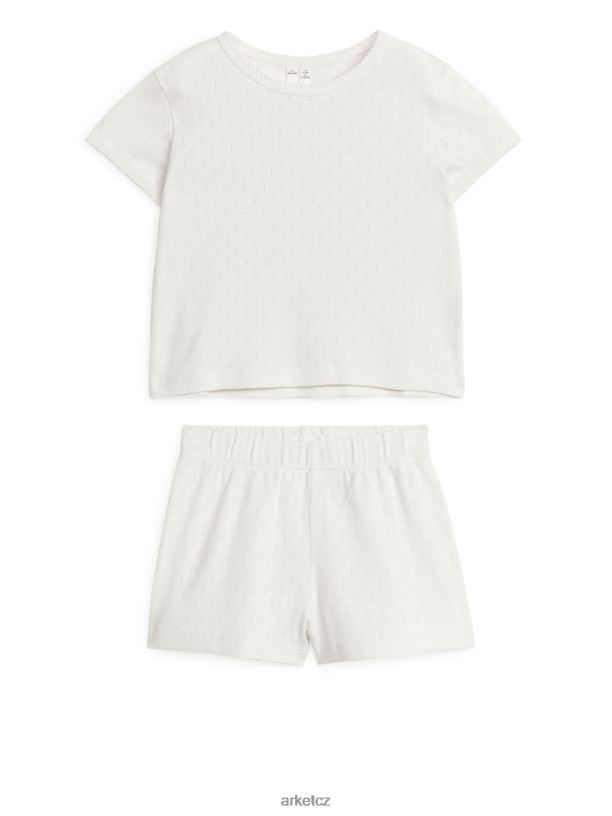 děti ARKET krátký set pyžama pointelle oblečení špinavě bílá J8R2D1668