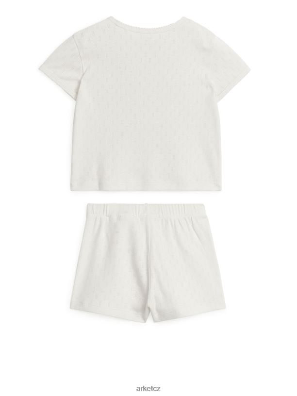 děti ARKET krátký set pyžama pointelle oblečení špinavě bílá J8R2D1668