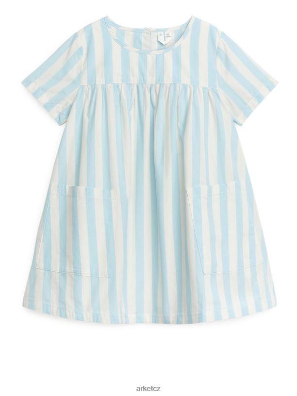 děti ARKET Popelínové šaty z bavlny pima oblečení bílá/světle modrá J8R2D1372