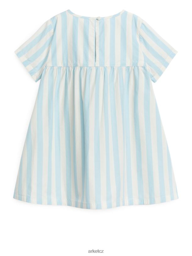 děti ARKET Popelínové šaty z bavlny pima oblečení bílá/světle modrá J8R2D1372