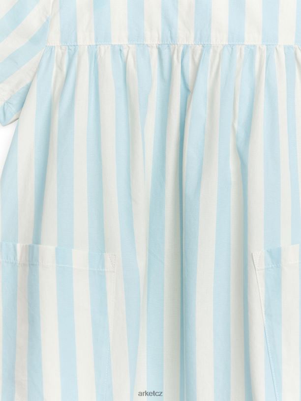 děti ARKET Popelínové šaty z bavlny pima oblečení bílá/světle modrá J8R2D1372