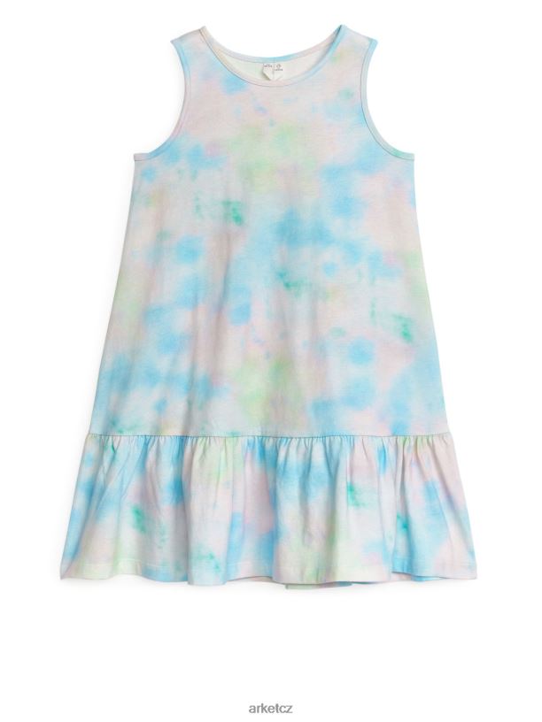 děti ARKET řasené žerzejové šaty oblečení bílá/kravatová barva J8R2D1370