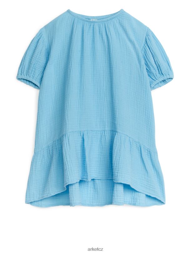 děti ARKET bavlněné mušelínové šaty oblečení světle modrá J8R2D1379