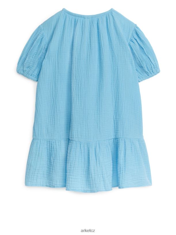 děti ARKET bavlněné mušelínové šaty oblečení světle modrá J8R2D1379