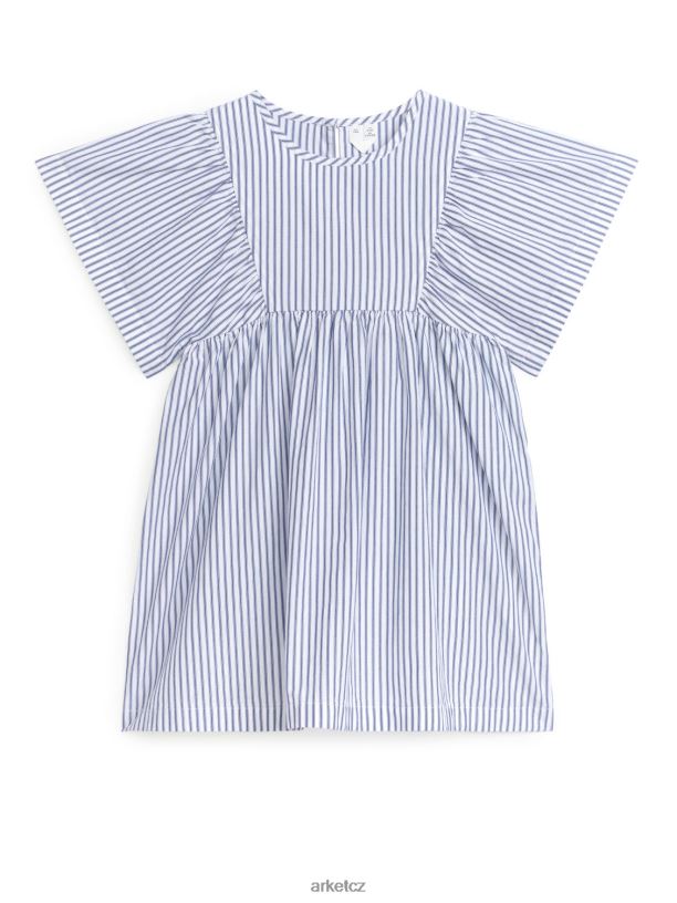 děti ARKET bavlněné popelínové šaty oblečení bílá/modrá J8R2D1382