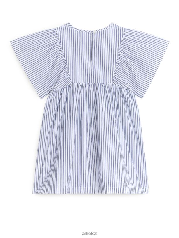 děti ARKET bavlněné popelínové šaty oblečení bílá/modrá J8R2D1382
