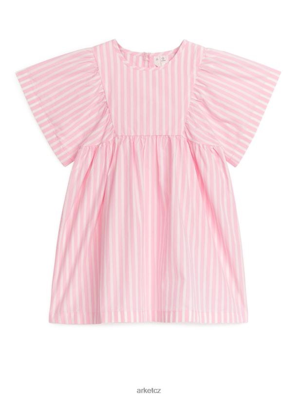 děti ARKET bavlněné popelínové šaty oblečení růžová/proužek J8R2D1381