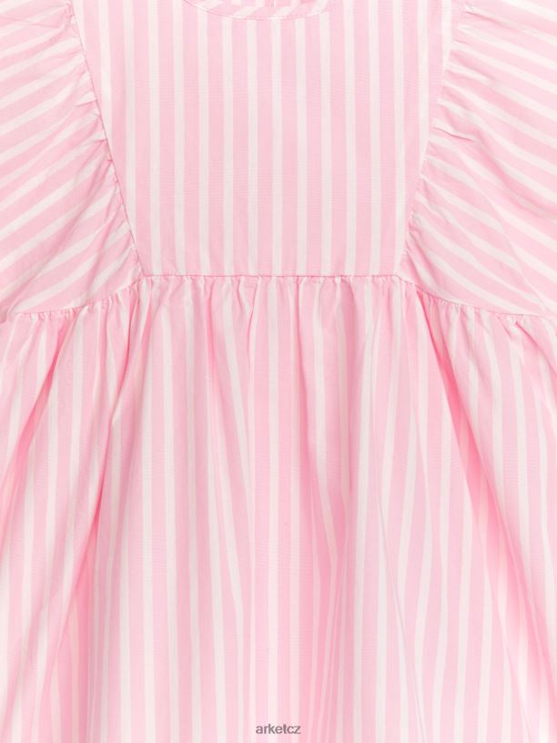 děti ARKET bavlněné popelínové šaty oblečení růžová/proužek J8R2D1381