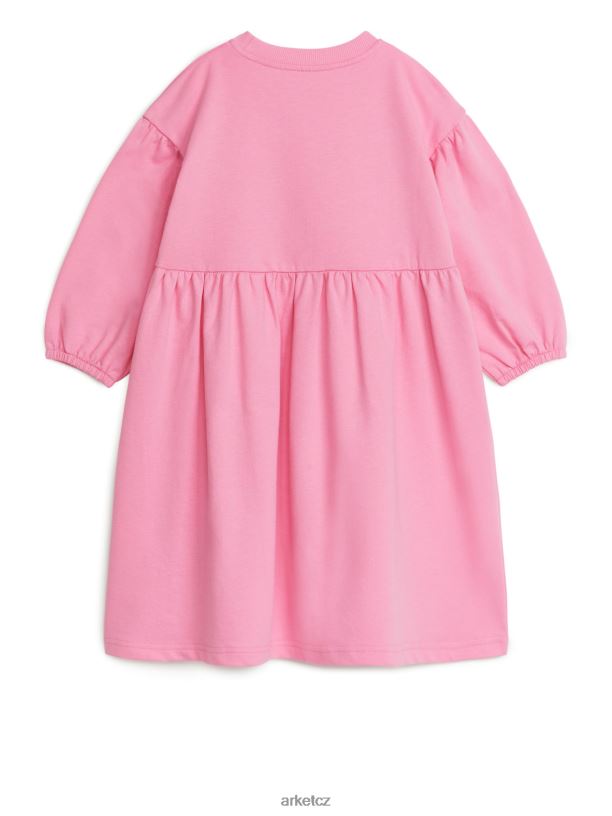 děti ARKET nabírané froté šaty oblečení růžová/gepard J8R2D1374