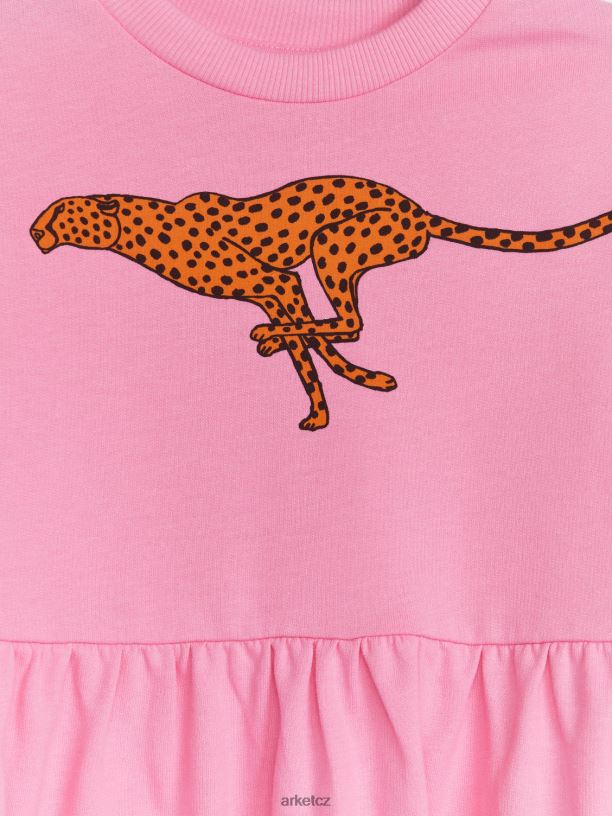 děti ARKET nabírané froté šaty oblečení růžová/gepard J8R2D1374