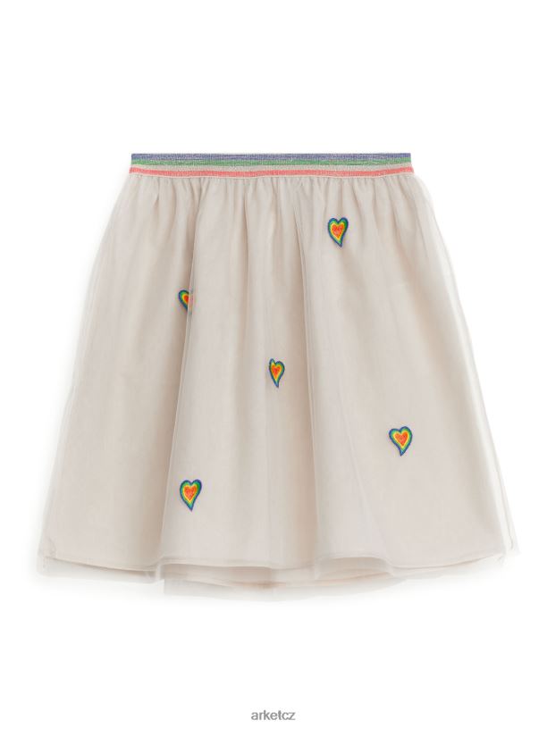 děti ARKET vyšívaná tylová sukně oblečení béžová/multi J8R2D1391