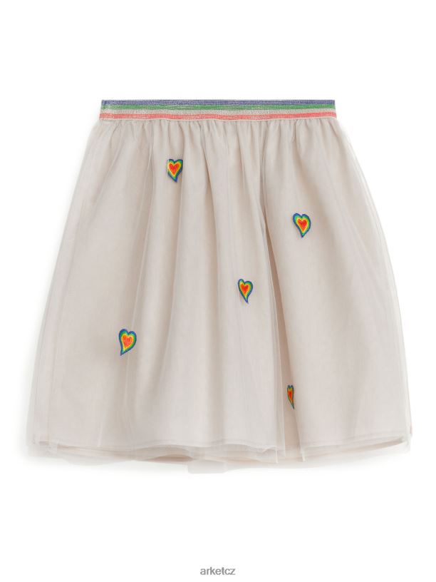 děti ARKET vyšívaná tylová sukně oblečení béžová/multi J8R2D1391