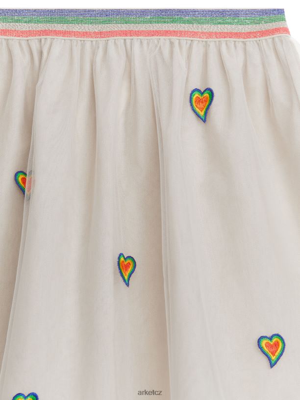 děti ARKET vyšívaná tylová sukně oblečení béžová/multi J8R2D1391