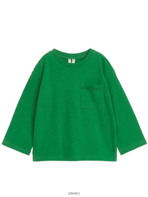 děti ARKET Tričko s dlouhým rukávem ze směsi lnu oblečení zelená J8R2D1526