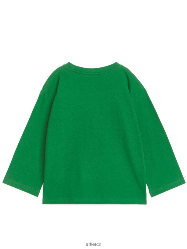 děti ARKET Tričko s dlouhým rukávem ze směsi lnu oblečení zelená J8R2D1526