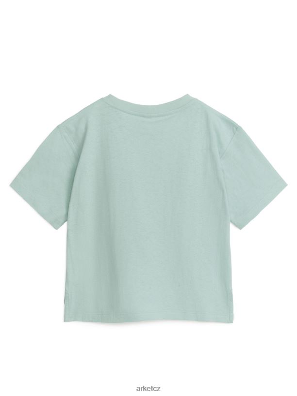 děti ARKET Tričko ze směsi lnu volného střihu oblečení mátově zelená J8R2D1461